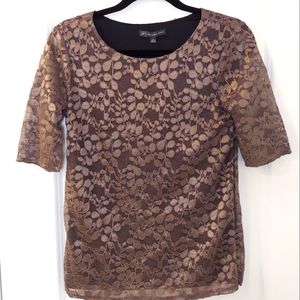 Adrianna Papell Taupe lace top NEW size S